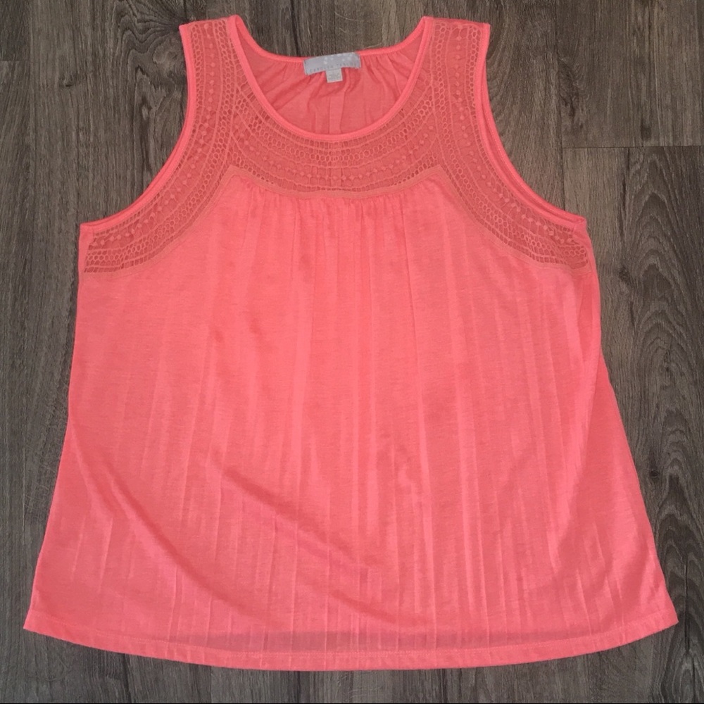 Coral Tank with Crochet Detail